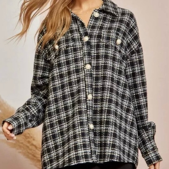 🆕 Andree Unit Tweed Jacket Shacket - Picture 1 of 7